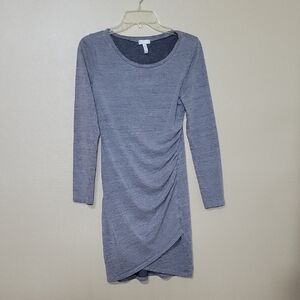 Leith Womens Gray Ruched Bodycon Jersey Knit Shirt Dress - Size Medium